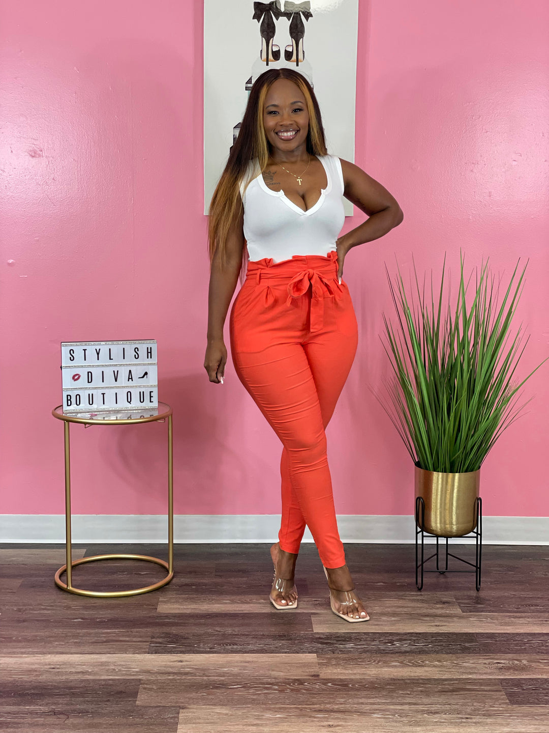 Luxe Diva Pants up to 3XL (Deep Orange)