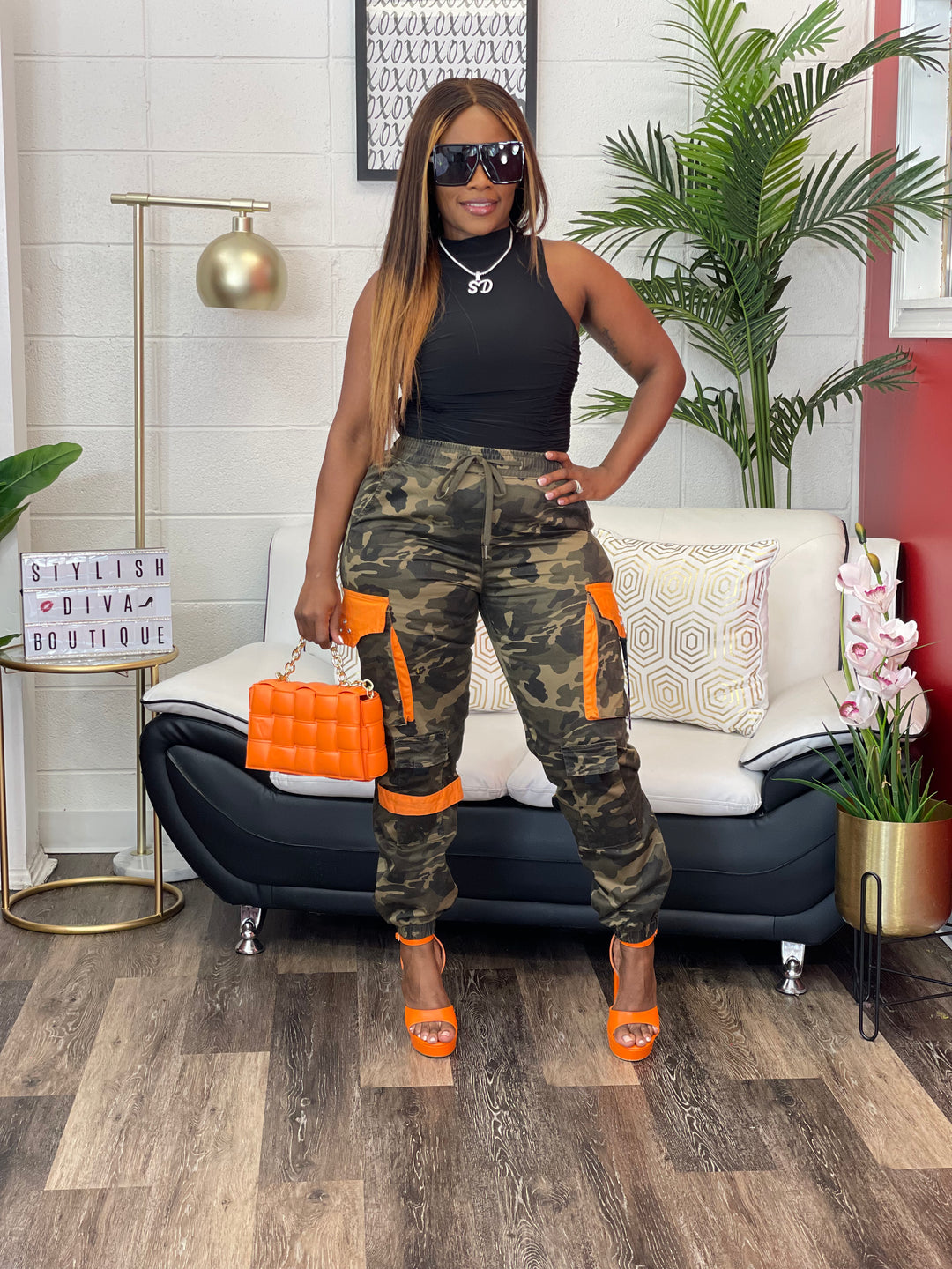 Camo Cargo Joggers up to 3XL (Camo/Orange)