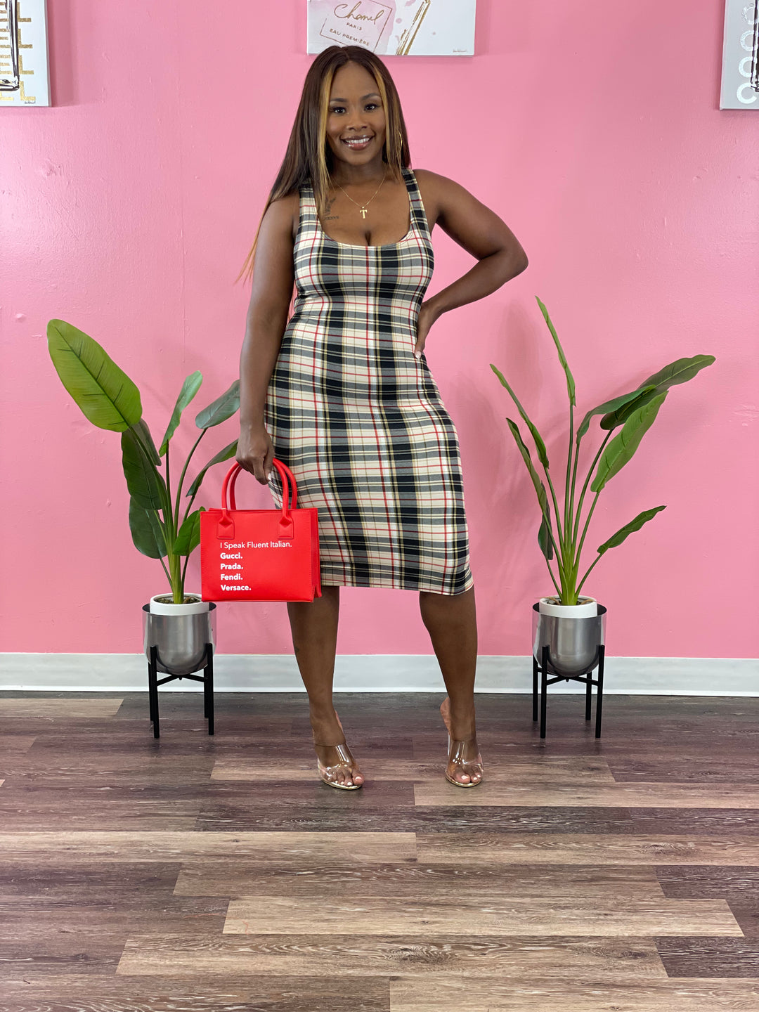 Bia Plaid Midi Dress