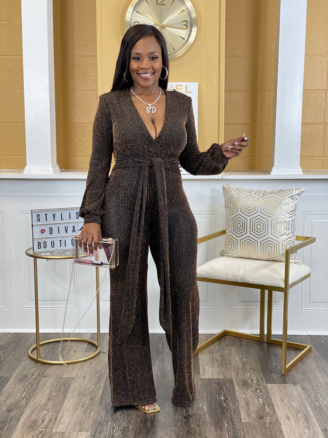 Runway Jumpsuit up to 3XL (Black/Gold)