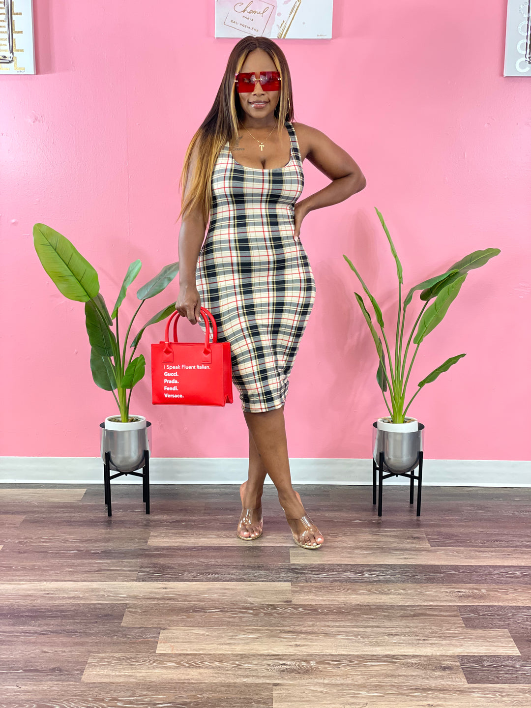 Bia Plaid Midi Dress