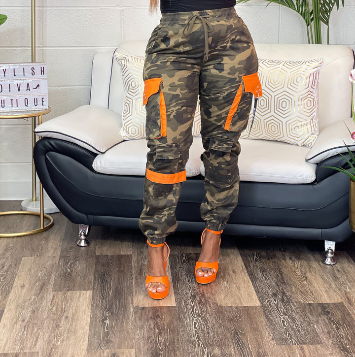 Camo Cargo Joggers up to 3XL (Camo/Orange)