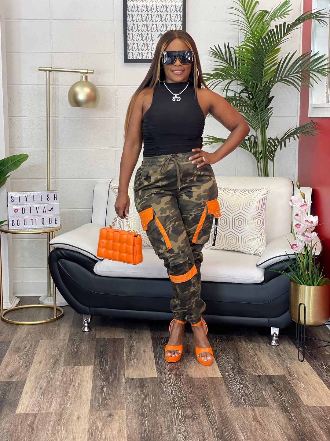 Camo Cargo Joggers up to 3XL (Camo/Orange)